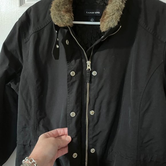 Lands' End Women's Winter Parka (Jacket), Black, Large - Picture 2 of 8